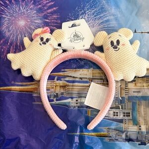 Disney Cream Ghost Headband with Pink Accents